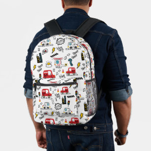Kids Playful Transport Pattern Printed Backpack