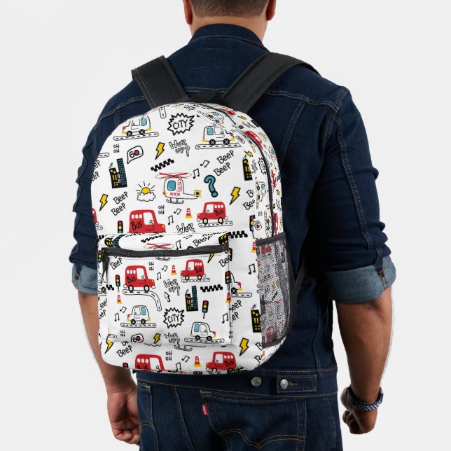 Kids Playful Transport Pattern  Printed Backpack (Insitu (Model))