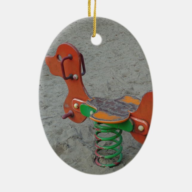 Kids Playground Orange Dog Toy in Sand Ceramic Tree Decoration (Back)