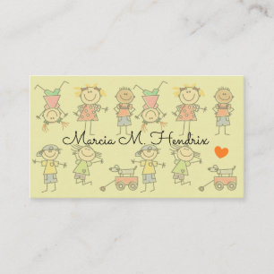 Kids Playing Fun Print Babysitting Services Business Card