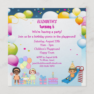 Kids Playing in Playground Party Invites