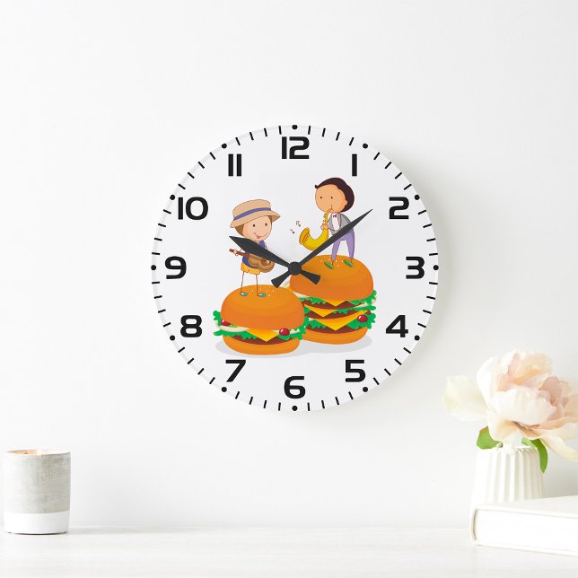 Kids Playing Music on Giant Cheeseburgers  Large Clock (Creator Uploaded)