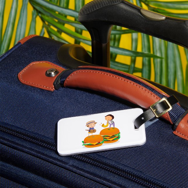 Kids Playing Music on Giant Cheeseburgers  Luggage Tag (Creator Uploaded)