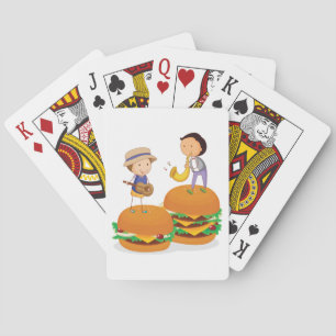 Kids Playing Music on Giant Cheeseburgers  Playing Cards