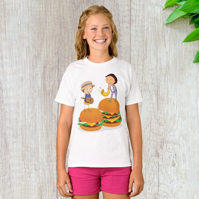 Kids Playing Music on Giant Cheeseburgers  T-Shirt (Creator Uploaded)