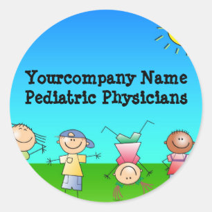 Kids Playing Outdoors on a Sunny Day Classic Round Sticker