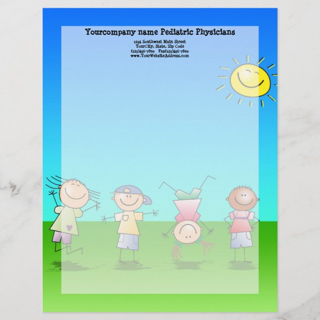 Kids Playing Outdoors on a Sunny Day Customized Letterhead (Front)