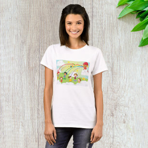 Kids Playing Under Rainbow Firefighter Spray T-Shirt