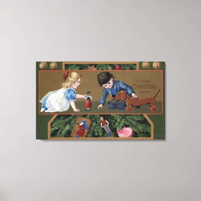 Kids Playing with Toys Canvas Print (Front)