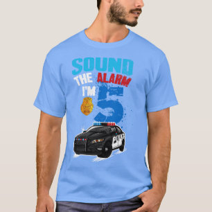 Kids Police 5th Birthday Gift Boy Sound The Alarm T-Shirt
