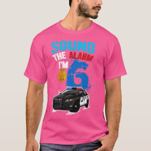 Kids Police 6th Birthday Gift Boy Sound The Alarm T-Shirt