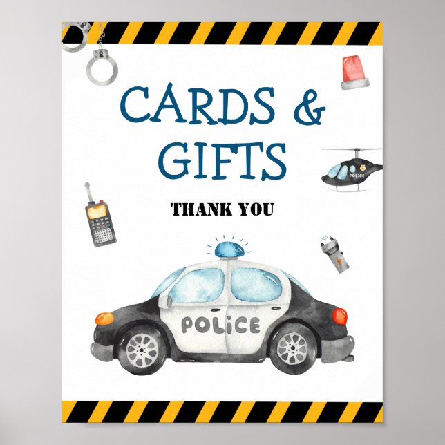 Kid's Police Birthday Party Cards & Gifts Poster (Front)