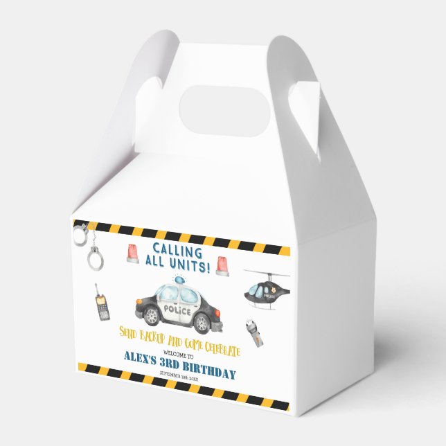 Kid's Police Birthday Party Favour Gift Box (Front Side)