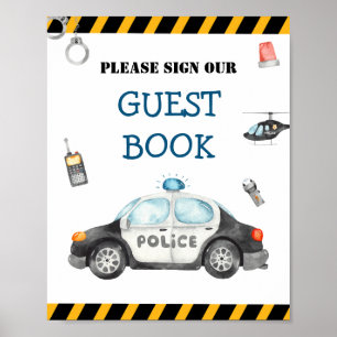 Kid's Police Birthday Party Guest Book Sign