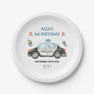Kid's Police Birthday Party Paper Plate
