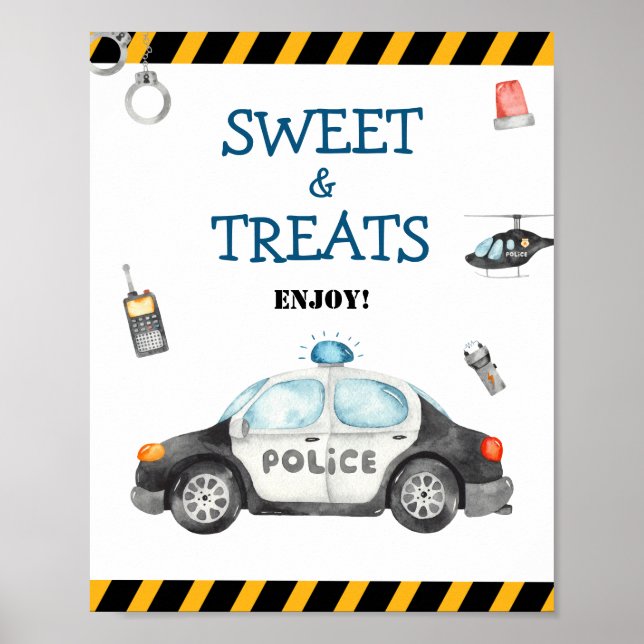 Kid's Police Birthday Party Sweet & Treats Sign (Front)