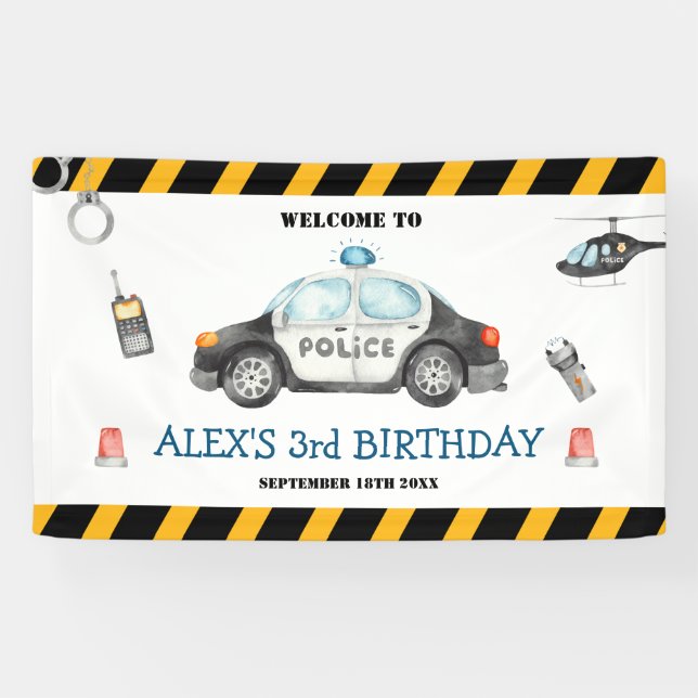 Kid's Police Birthday Party Welcome Large Banner (Horizontal)