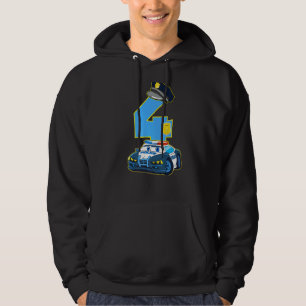 Kids Police Car 4th Birthday 4 Years Old Cop Offi Hoodie