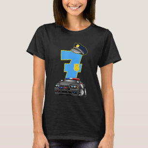 Kids Police Car 7th Birthday 7 Years Old Cop Offi T-Shirt