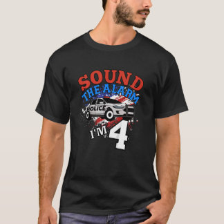 Kids Police Car Policeman Cop 4th Birthday Party B T-Shirt