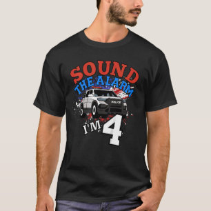 Kids Police Car Policeman Cop 4th Birthday Party B T-Shirt