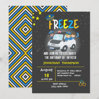 Kids Police Officer Birthday Party Invitation