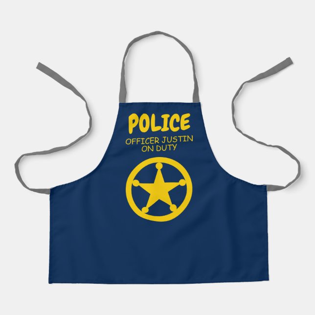 Kid's police themed arts and crafts kitchen apron (Front)
