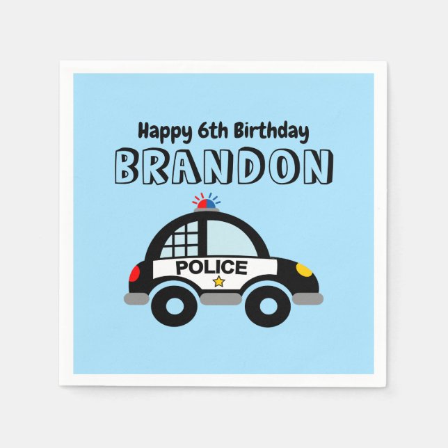 Kid's police themed Birthday party napkins (Front)