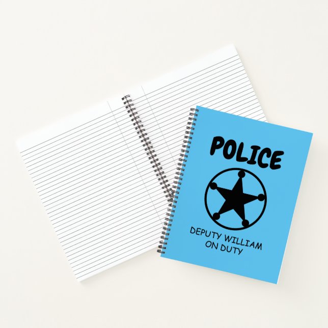 Kid's police themed notebook with sheriff star (Inside)