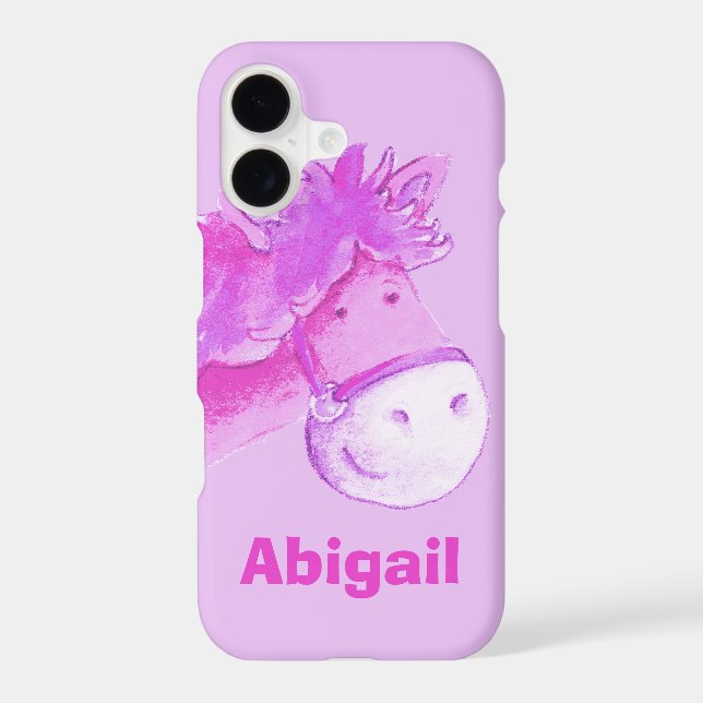 Kids pony purple girls name iphone case (Back)