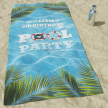 Kids Pool Party - Birthday Celebration Beach Towel