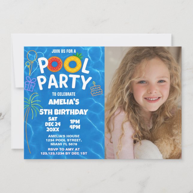 Kids Pool Party Birthday Invitation (Front)