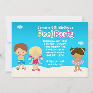 Kids Pool Party Birthday Invitation