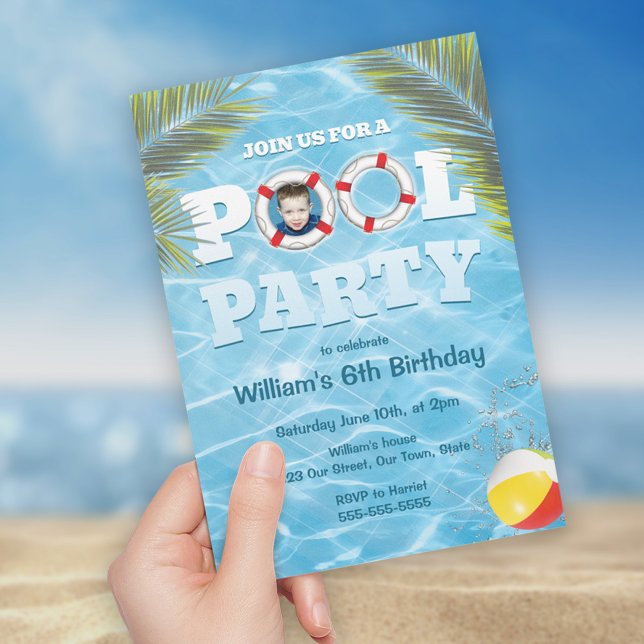 Kids Pool Party Invitation - Custom Photo Upload (Creator Uploaded)