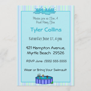 Kids Pool Party Invitations