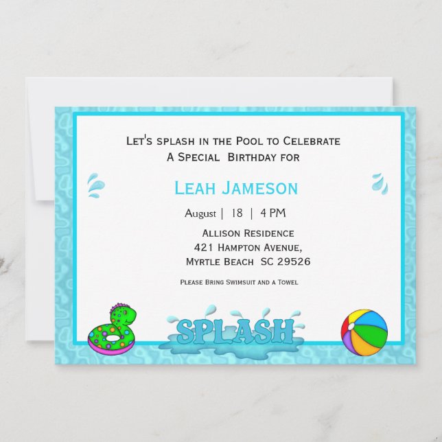 Kids Pool Party Invitations (Front)