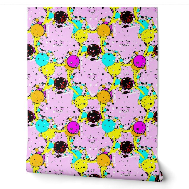 kids pop art wallpaper (Unrolling)