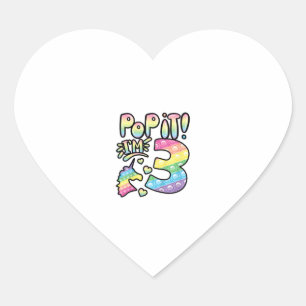 Kids Pop It 3rd Birthday Girls 3 Years Old Fidget  Heart Sticker