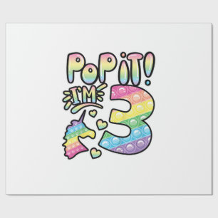 Kids Pop It 3rd Birthday Girls 3 Years Old Fidget  Wrapping Paper