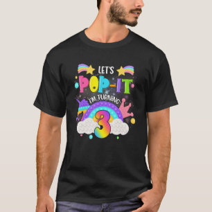 Kids Pop It 3rd Year Old Birthday Girl Unicorn For T-Shirt