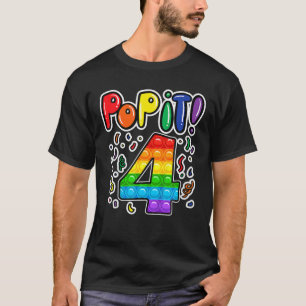 Kids Pop It 4Th Birthday Girl Boys 4 Years Old Fid T-Shirt