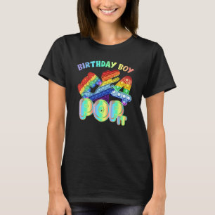 Kids Pop It 4th Year Old Birthday Boy Dino Gamer P T-Shirt