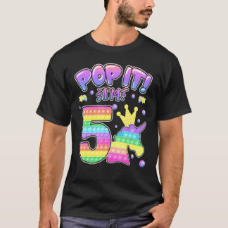 Kids Pop It 5th Birthday Girls Boys 5 Years Old Fi T-Shirt