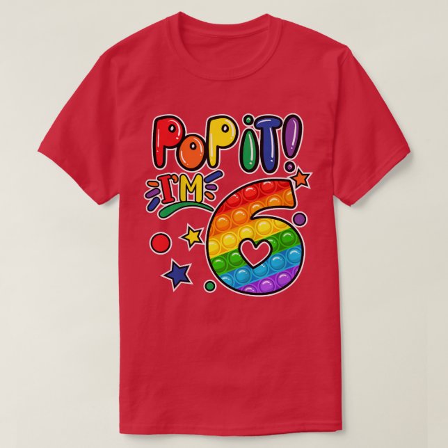 Kids Pop It 6th Birthday Girls Boys 6 Years Old Fi T-Shirt (Design Front)