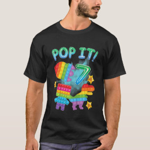 Kids Pop It 7th Birthday Boys 7 Years Old Rex Dino T-Shirt