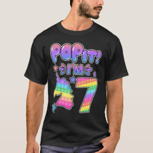 Kids Pop It 7th Birthday Girls Boys 7 Years Old Fi T-Shirt