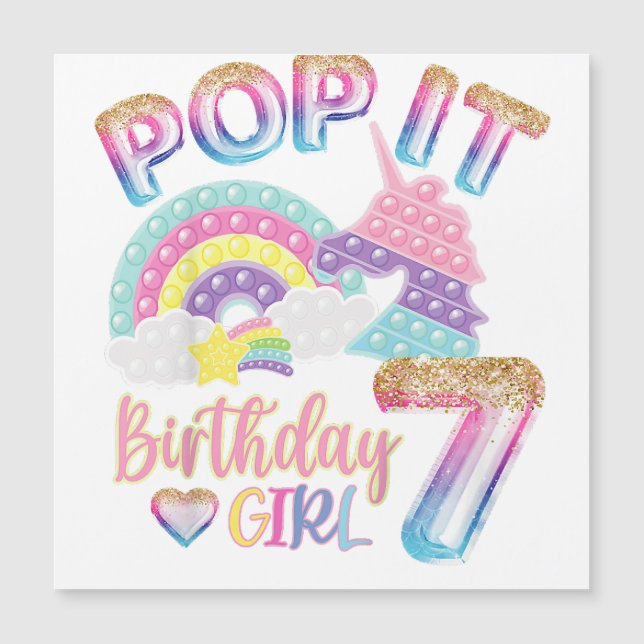 Kids Pop It 7th Year old Birthday Girl Shirt for P (Front)