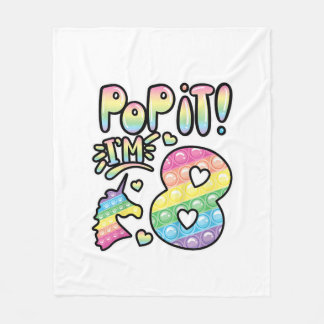 Kids Pop It 8th Birthday Girls Boys 8 Years Old Fi Fleece Blanket