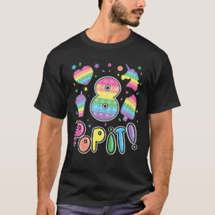 Kids Pop It 8Th Birthday Girls Boys 8 Years Old Fi T-Shirt
