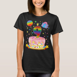 Kids Pop It 9th Birthday cake Girls Boys 9 Years O T-Shirt